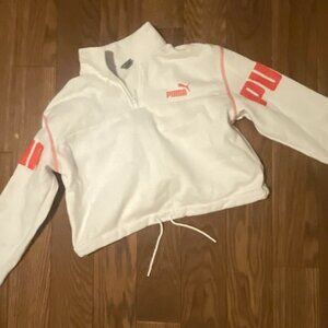 White Crop Puma Hoodie
